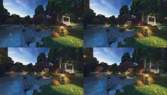 3D三维园林夜景亮灯高清在线视频素材下载