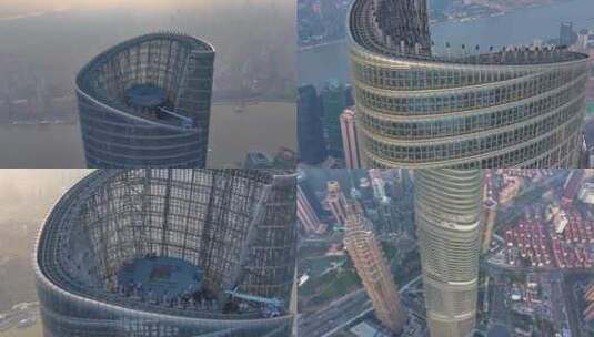 上海浦东新区航拍陆家嘴上海中心大厦三件套高清在线视频素材下载