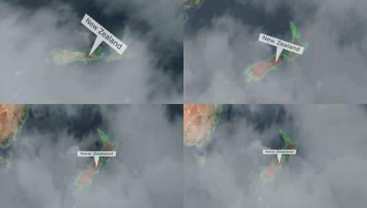 新西兰地图-云效应高清在线视频素材下载