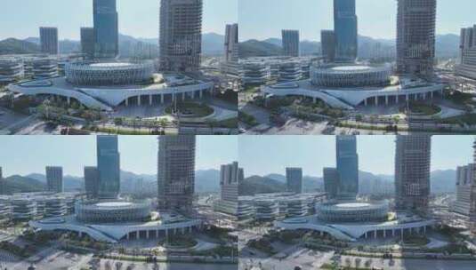 广州知识城广场航拍国家知识中心建筑风光高清在线视频素材下载