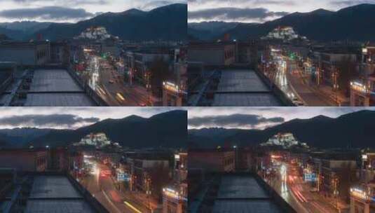 西藏旅行拉萨布达拉宫夜景4K延时高清在线视频素材下载