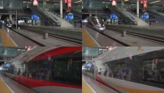 复兴号进站高铁抵达南京南高清在线视频素材下载