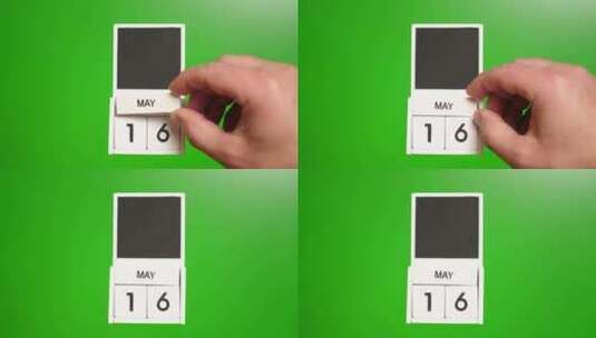 05.绿色背景上日期为5月16日的日历。高清在线视频素材下载