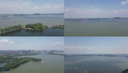 航拍湖北武汉东湖景区东湖公园高清在线视频素材下载