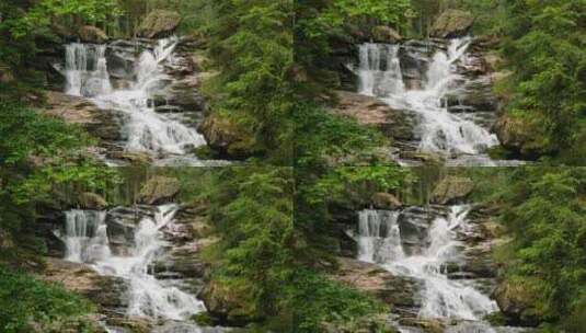巴伐利亚森林里的里斯洛克瀑布高清在线视频素材下载