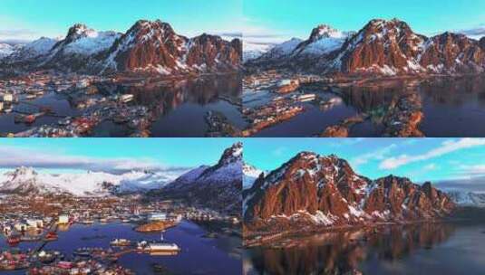 4K航拍挪威斯沃尔韦尔清晨风景高清在线视频素材下载