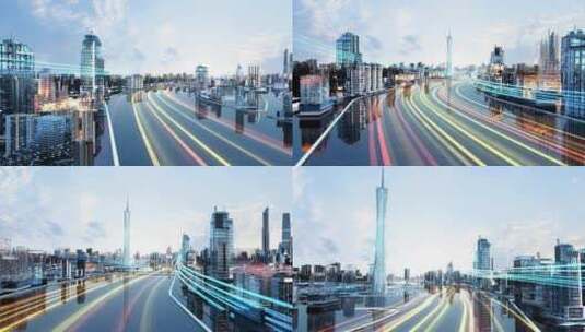 科技城市穿梭广州城市生长高清在线视频素材下载