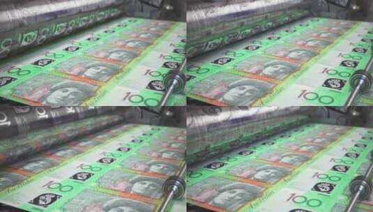 在印刷机上印刷货币澳元澳元钞票在排版循环高清在线视频素材下载
