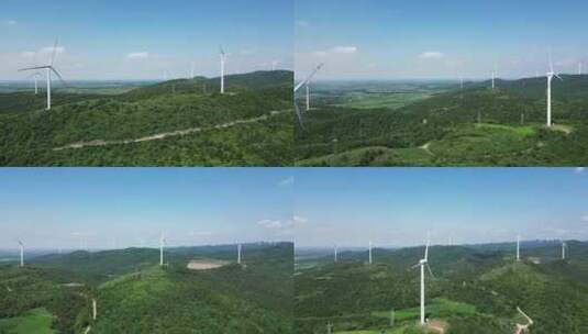 航拍高山风车发电能源高清在线视频素材下载