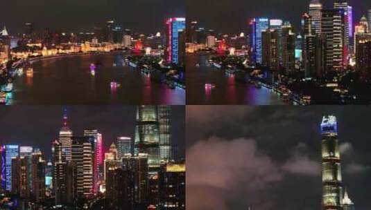 4K航拍上海城市夜景风光高清在线视频素材下载