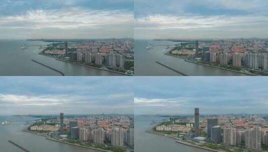 上海宝山长滩观光塔航拍延时高清在线视频素材下载