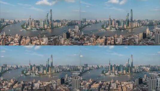 上海航拍延时外滩陆家嘴蓝天白云高清在线视频素材下载