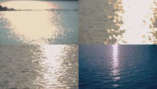 波光粼粼 黄昏湖面 湖泊 背景 海面 朝阳高清在线视频素材下载