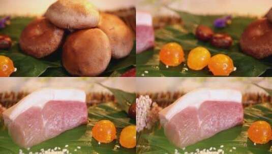 端午 粽子 食材 拉长 糯米 肉粽 (7)高清在线视频素材下载