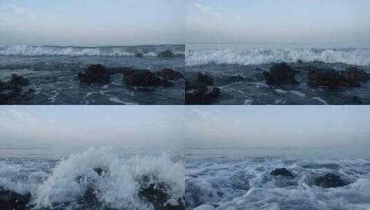 海浪撞击岩石的视频高清在线视频素材下载