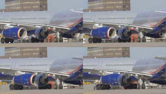 停在机场的飞机特写镜头高清在线视频素材下载