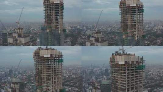 城市里建摩天大楼的建造高清在线视频素材下载