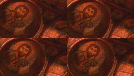基督教彩绘天花板高清在线视频素材下载
