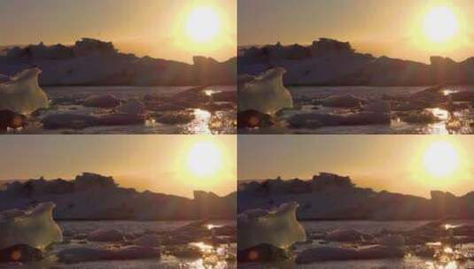阳在冰岛冰冻的北极落下高清在线视频素材下载