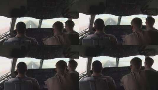 飞机起飞的驾驶舱拍摄的视角高清在线视频素材下载