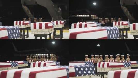 美国士兵在接收遗体高清在线视频素材下载