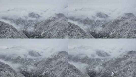 航拍重庆大巴山冬季雪山冰雪风光雪景高清在线视频素材下载