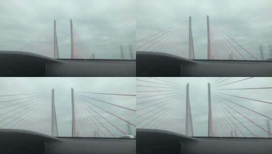 车窗视角桥梁景观高清在线视频素材下载