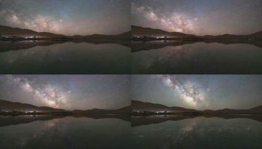 巴丹吉林沙漠星空银河高清在线视频素材下载