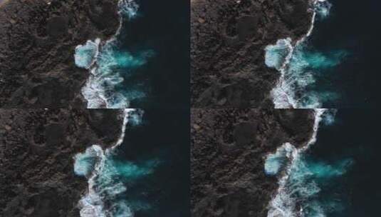 航拍海浪拍打的岩石高清在线视频素材下载