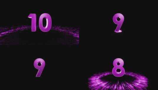 4K粉紫色立体10秒倒计时高清在线视频素材下载