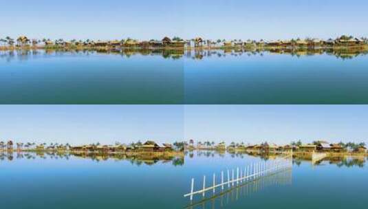 新疆阿克苏皇宫湖高清在线视频素材下载