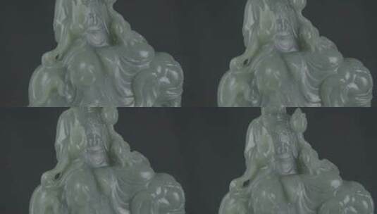 岫玉雕刻作品影棚转台特写展示LOG高清在线视频素材下载