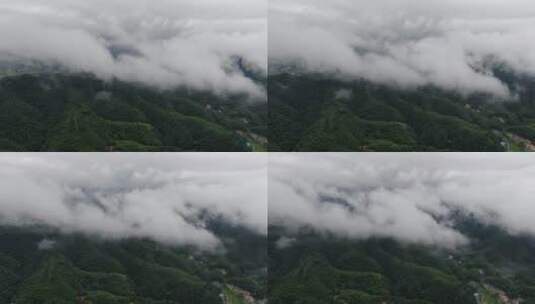 旅游景区湖南南山公园云雾缭绕航拍高清在线视频素材下载