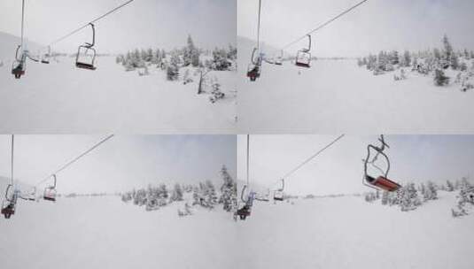 雪山上滑雪缆车上的景色高清在线视频素材下载