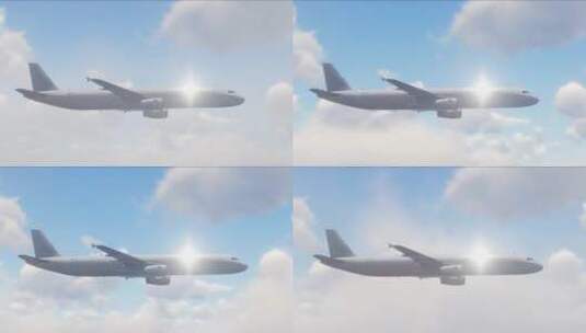 空中飞行的大型客机高清在线视频素材下载
