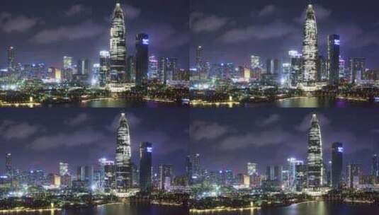 夜晚深圳后海湾现代航拍城市风光高清在线视频素材下载