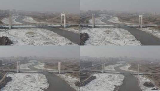 跨海大桥航拍冰面之上D-LOG高清在线视频素材下载