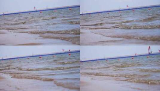 海边游玩的人们上海碧海金沙帆船冲浪高清在线视频素材下载