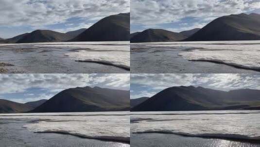 阿里无人区冰川冰块融化蓝天白云高清在线视频素材下载