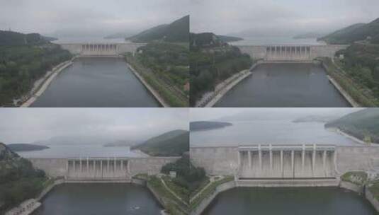 水库水坝防洪坝周边景色高清在线视频素材下载