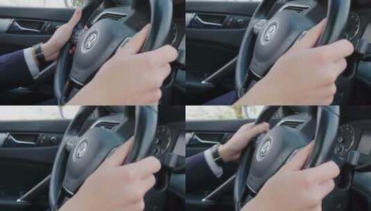 司机操作汽车方向盘行驶中高清在线视频素材下载