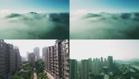 云雾城市高清在线视频素材下载