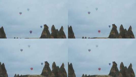 晨雾中的热气球高清在线视频素材下载