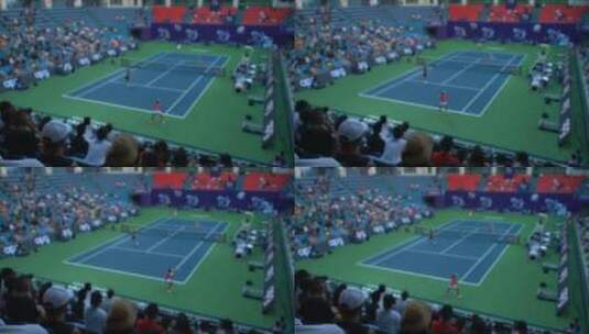 一名网球运动员击球发球高清在线视频素材下载