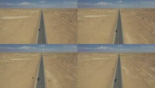 新疆塔克拉玛干沙漠戈壁公路汽车行驶高清在线视频素材下载