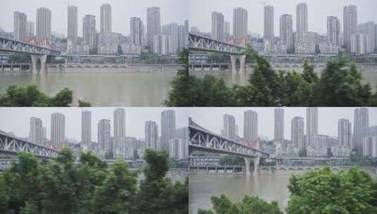 重庆嘉陵江乘坐地铁欣赏外面的风景高清在线视频素材下载