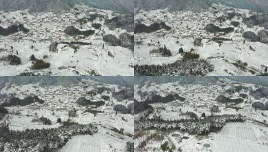 浙江金华盘前村冬季雪景风光 航拍高清在线视频素材下载