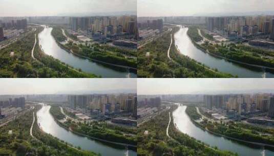 内蒙古呼和浩特东南部小黑河城市航拍-2高清在线视频素材下载
