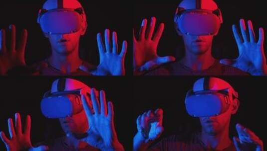 使用VR设备体验虚拟世界的人高清在线视频素材下载