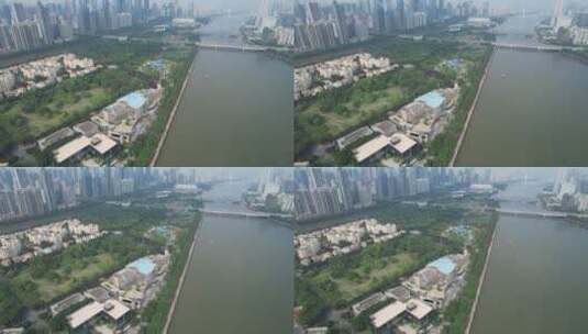 广州二沙岛城市建筑航拍高清在线视频素材下载